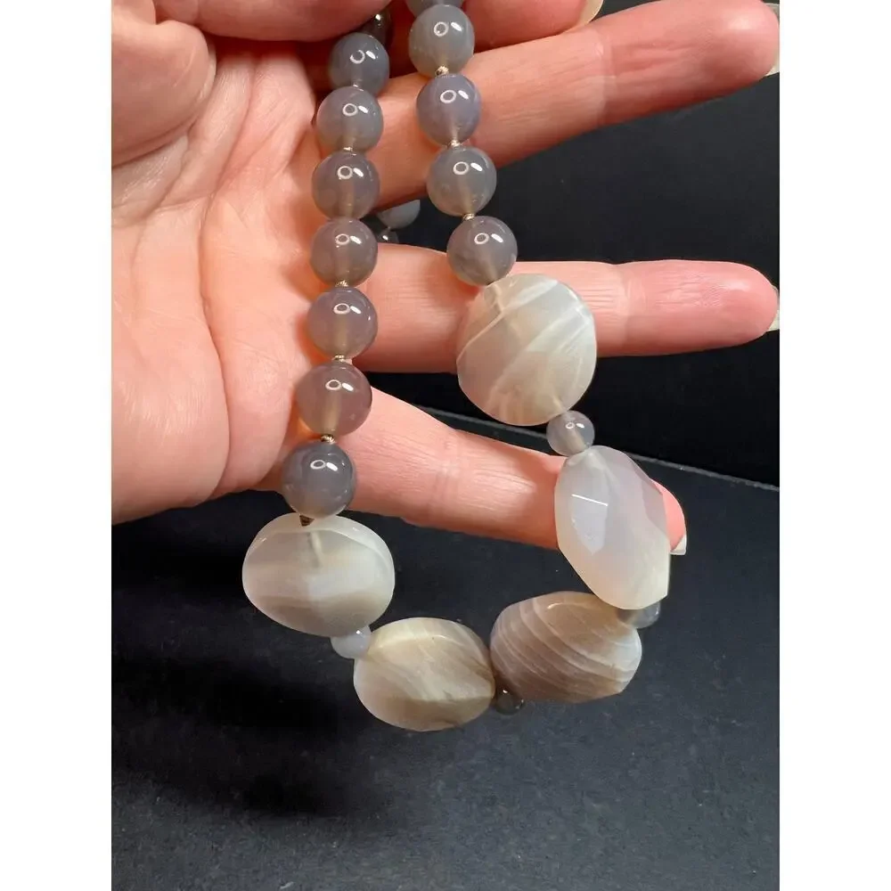 NEW Botswana agate necklace with sterling silver clasp